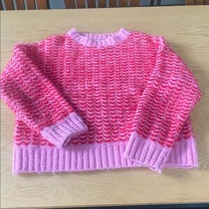 Anthropologie Lili Sidonio Pink and Red Knit Sweater